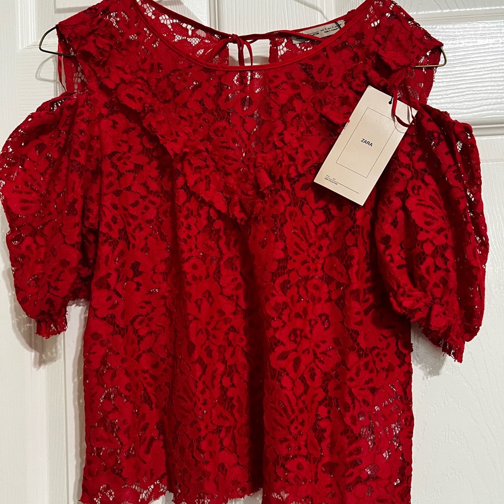 Zara red blouse